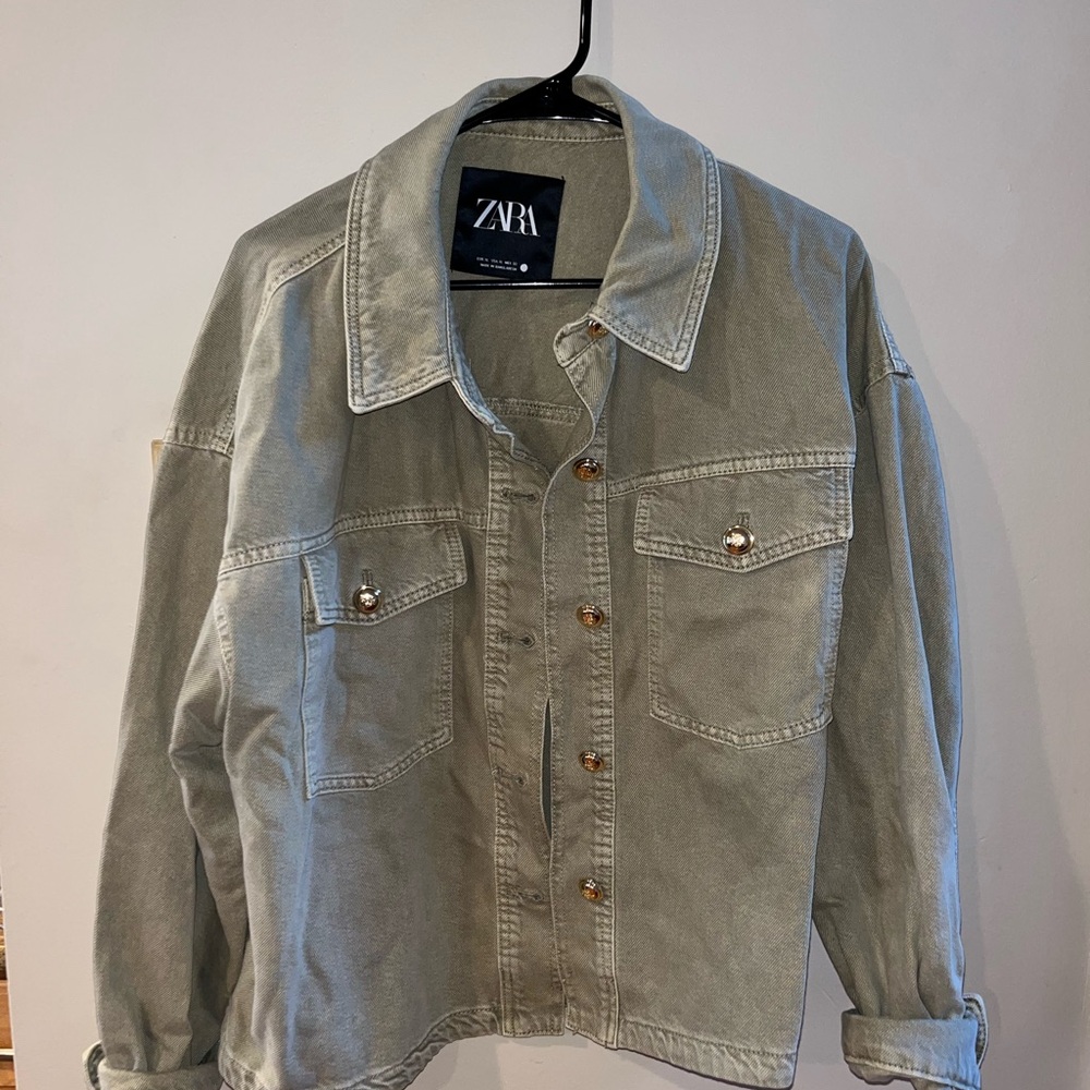 Zara Olive Jean Jacket